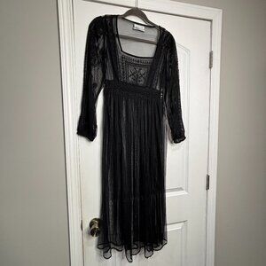 Urban Outfitters Black Sheer Lace Trim Dress Size Small